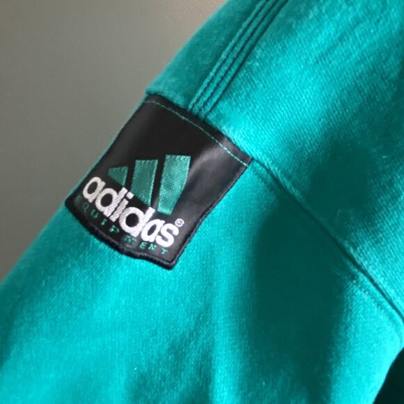 Vintage ADIDAS Equipment Track Jacket Mens Medium Green Logo 1990s - Picture 2 of 5